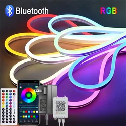 32.8F/10M DC12V BlueTooth RGB pasek Neon LED dekoracja domu Mulitiple color dioda z obudową silikonową Stri wodoodporne oświetlenie zewnętrzne