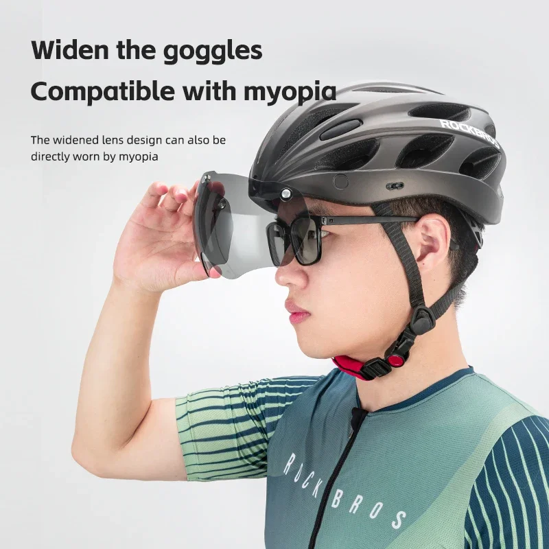 ROCKBROS Cycling Helmet Lightweight Integrated Helmet Head Protection Safety Helmet With Goggles Men Women MTB Road Bike Helmet