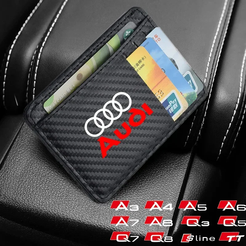 For Audi Sline A1 A3 A4 A5 A6 A7 A8 Q2 Q3 Q5 Q7 Q8 TT S1 S3 RS5 RS6 RFID Blocking Credit Card Holder Portable Leather Wallets