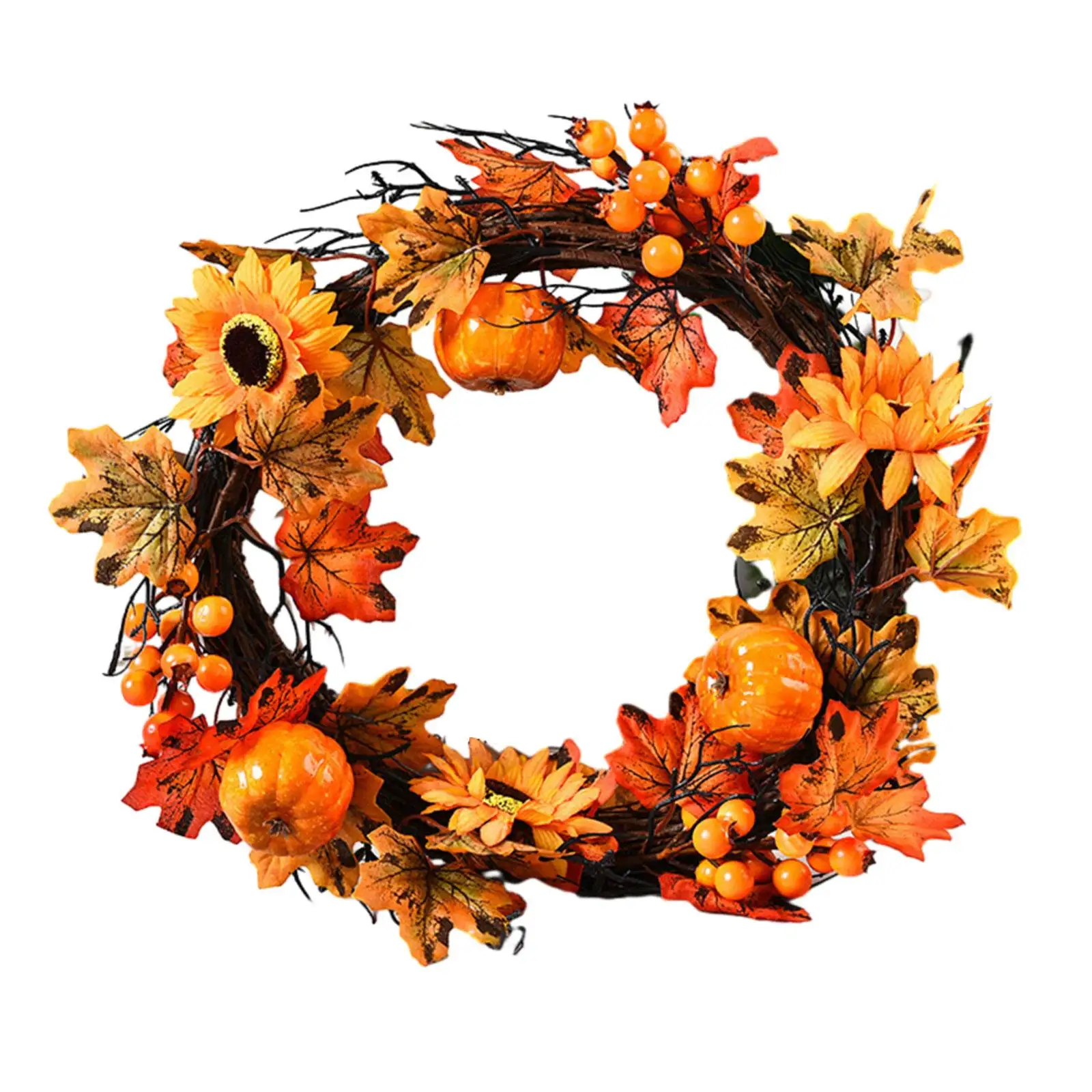 

Fall Wreath Front Door Hanging Ornament with Maple Leaves Porch Autumn Wreath for Outside Farmhouse Festival Wedding Decor