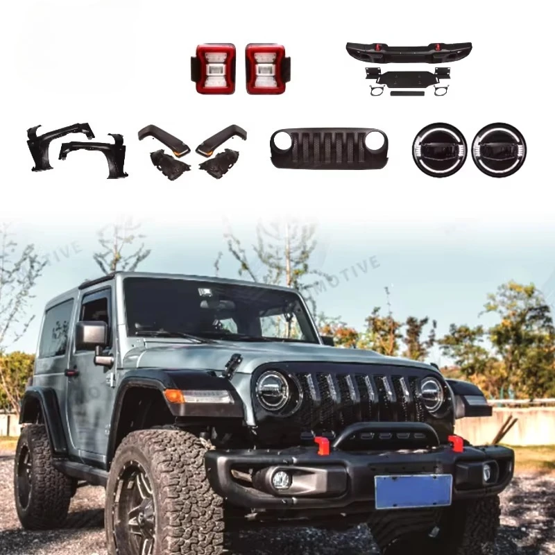 

Для Jeep Wrangler JK 2007-2018 to JL Обновленный комплект кузова — комплект для бровей на бампер и крыло и заднего фонаря