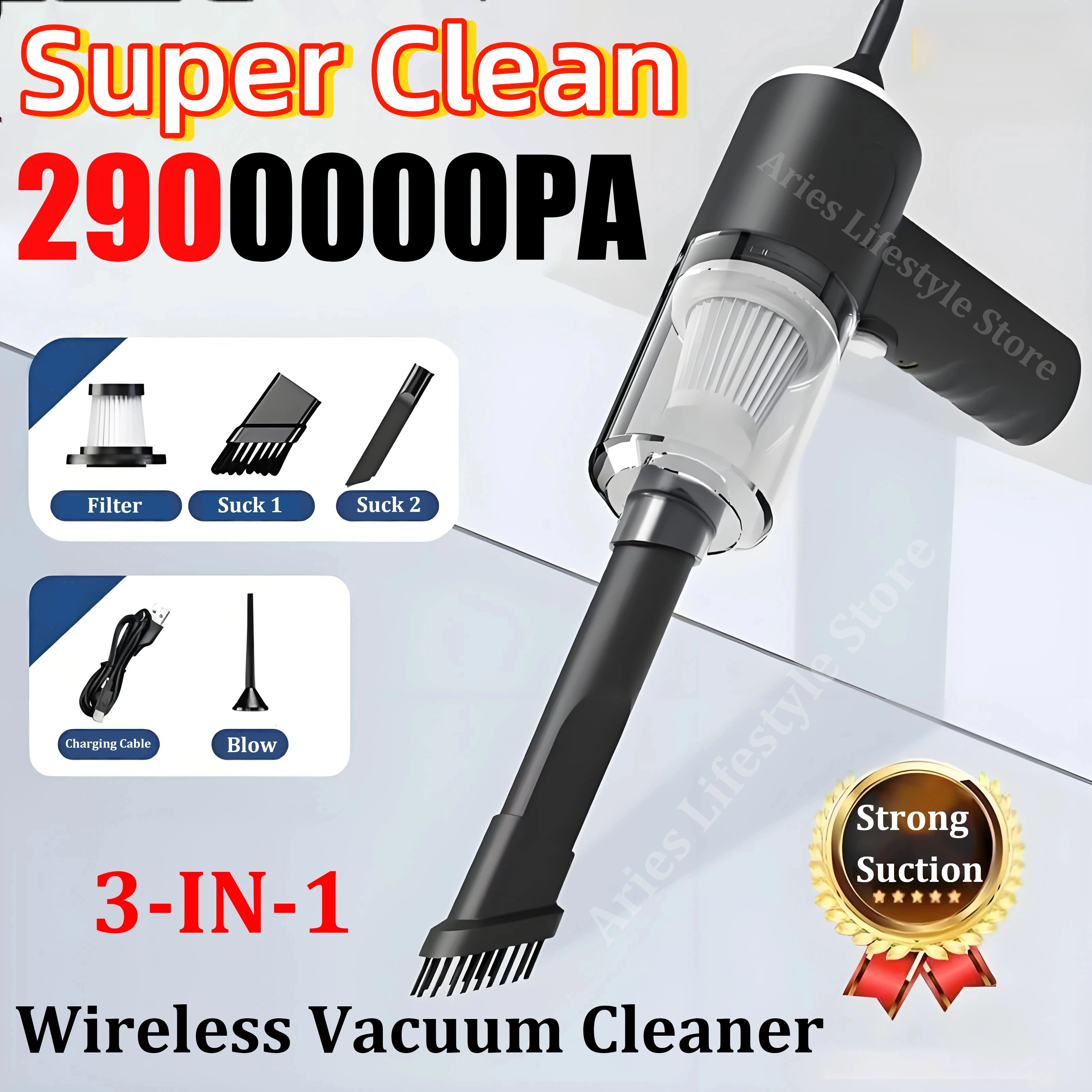 2026 NEW 2900000PA Car Vacuum Multi-purpose Vehicle Vacuum Cleaner Small Household Pump Handheld Car Mounted Vacuum Cleaner 2025