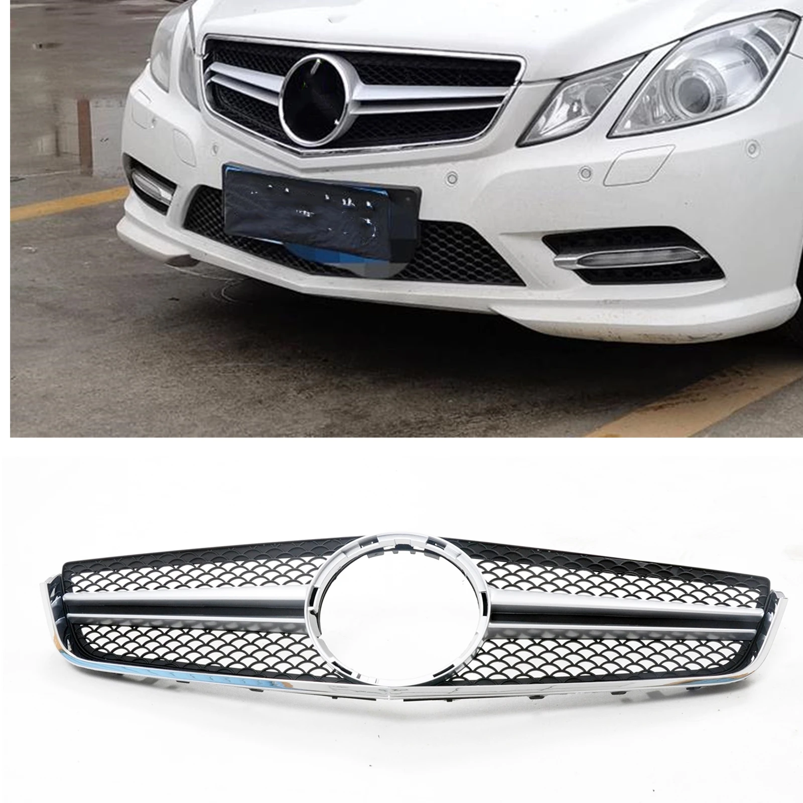 

For Mercedes-Benz W207 E Coupe 2 Door 2009-2013 E250 E300 E350 E500 E550 Front Grille Grill AMG Style Car Upper Bumper Hood Mesh