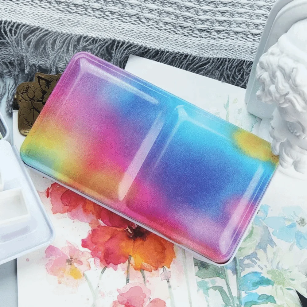 Portable Empty Metal Painting Box Foldable Watercolor Storage Folding Iron Case Art Supplies Box Watercolor Paint