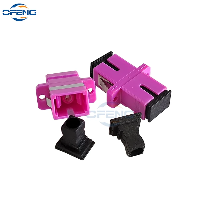 FTTH SC OM4 Fiber Adapter Single Mode Fiber Optic Connector Flange Coupler Metal Hybrid Adaptor for Customization