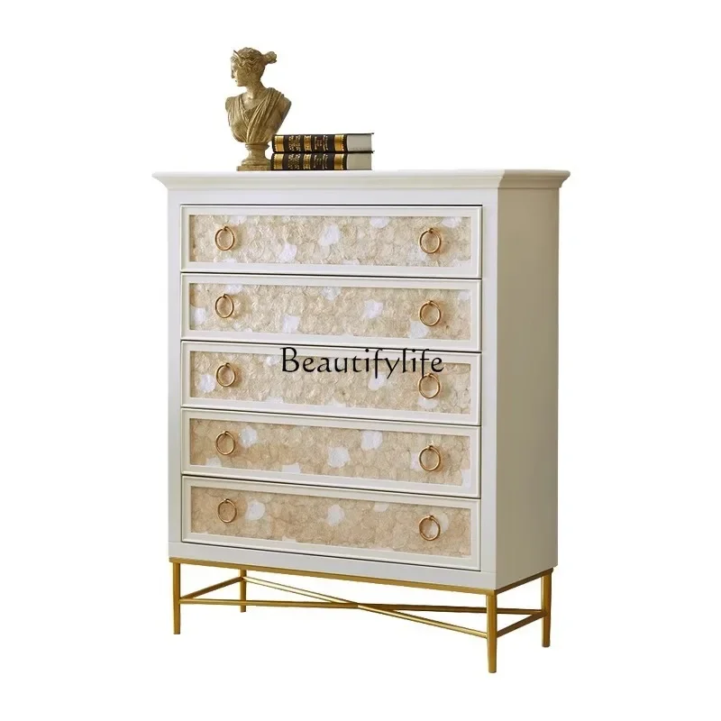 

LLLiving room chest of drawers Nordic light luxury entrance Bedroom storage American solid wood storage chest of drawers
