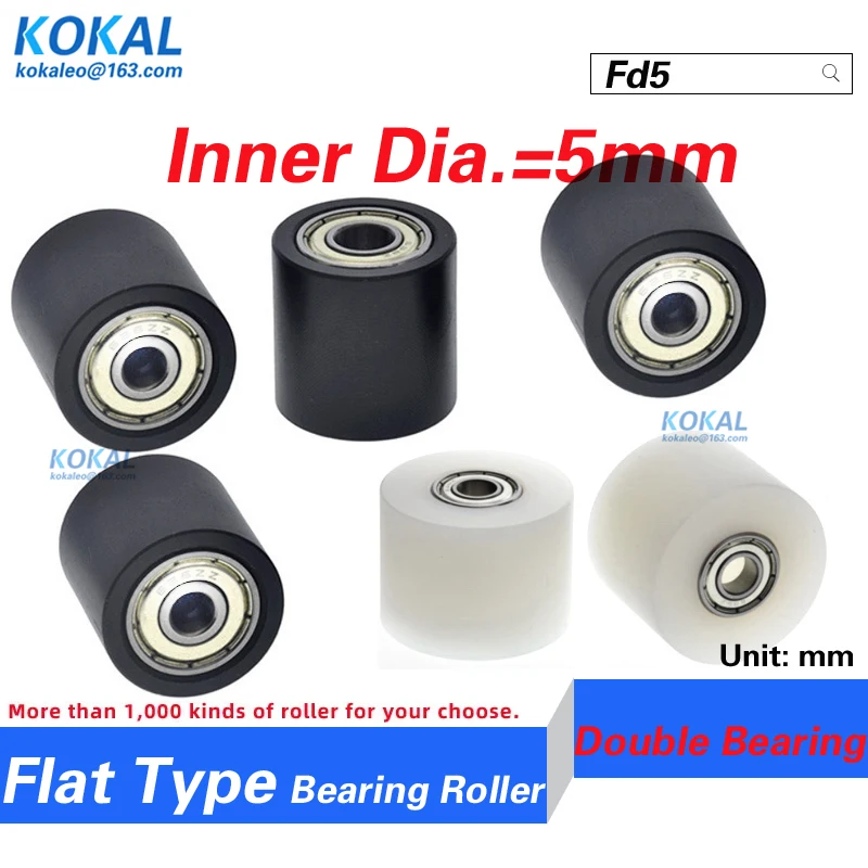 [Fd5] 695 deep groove ball double bearing coated with POM PA plastic low noise flat type running machine sliding wheel 20/22/25