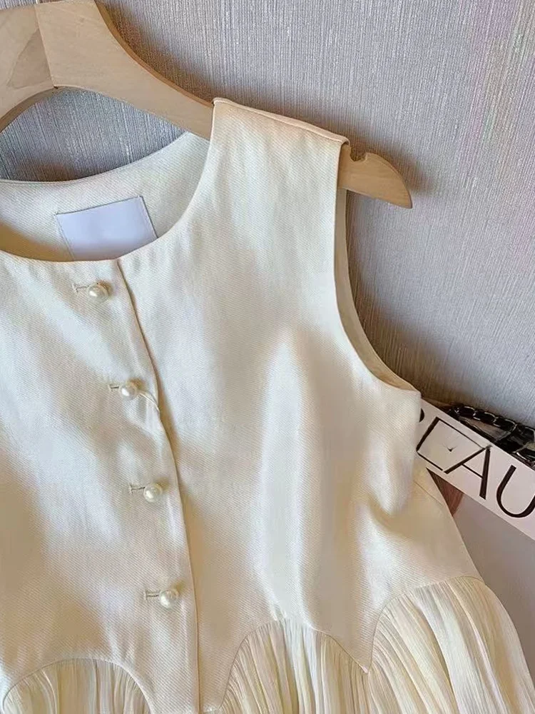 

High-End Faionable Patchwork Silk Women's Vest Svel Summer New Arrival Versatile Tank Top Commute Sle round Ne Si...