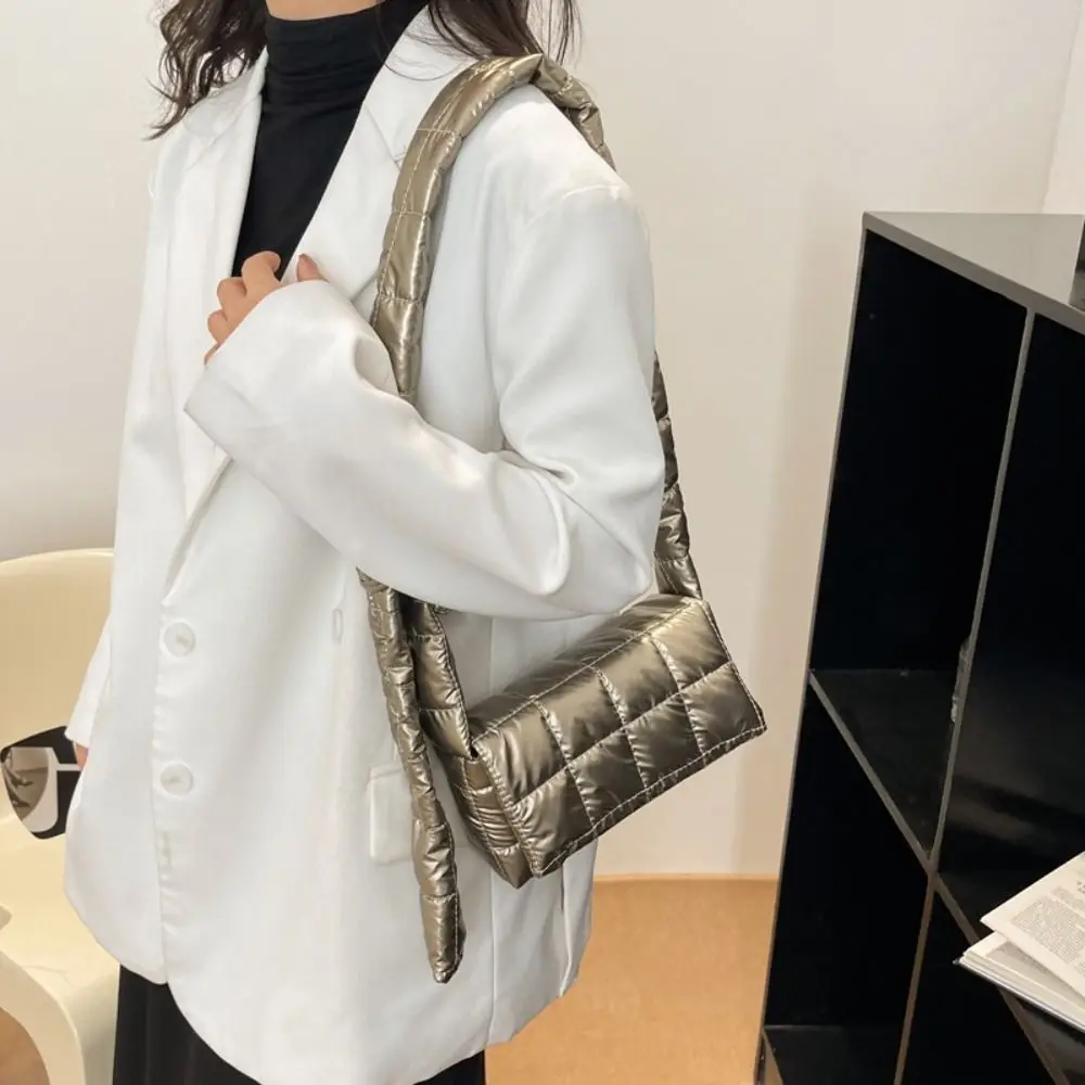 

Winter Korean Style Space Cotton Bag Waterproof Puffy Down Women's Shoulder Bag Quilted Lightweight Small Square Bag Ladies