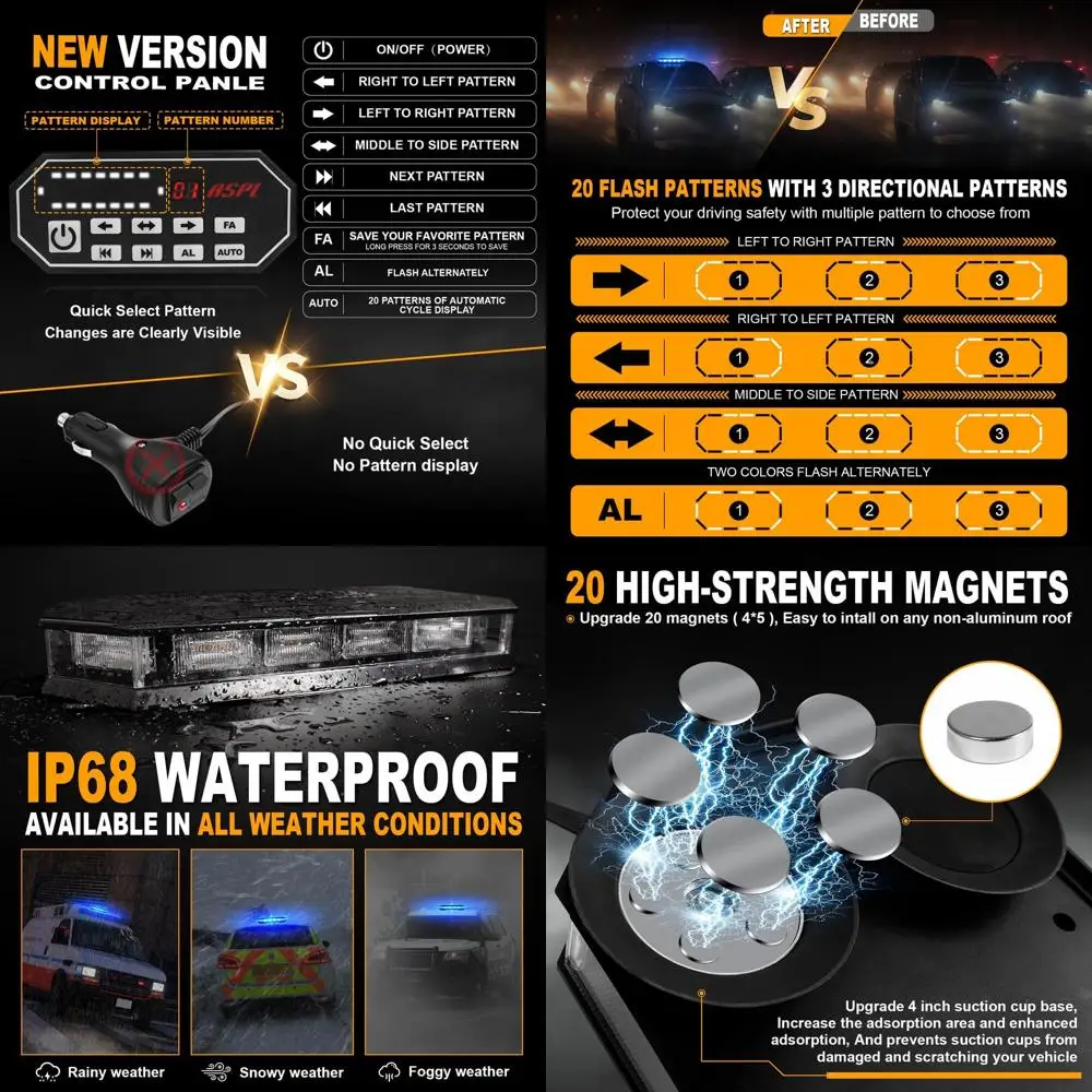 

Аварийный маяк на крыше 16,5 с 56 светодиодами, магнитный, синий стробоскоп для грузовиков, транспортных средств, строительных средств, снегоочистителей