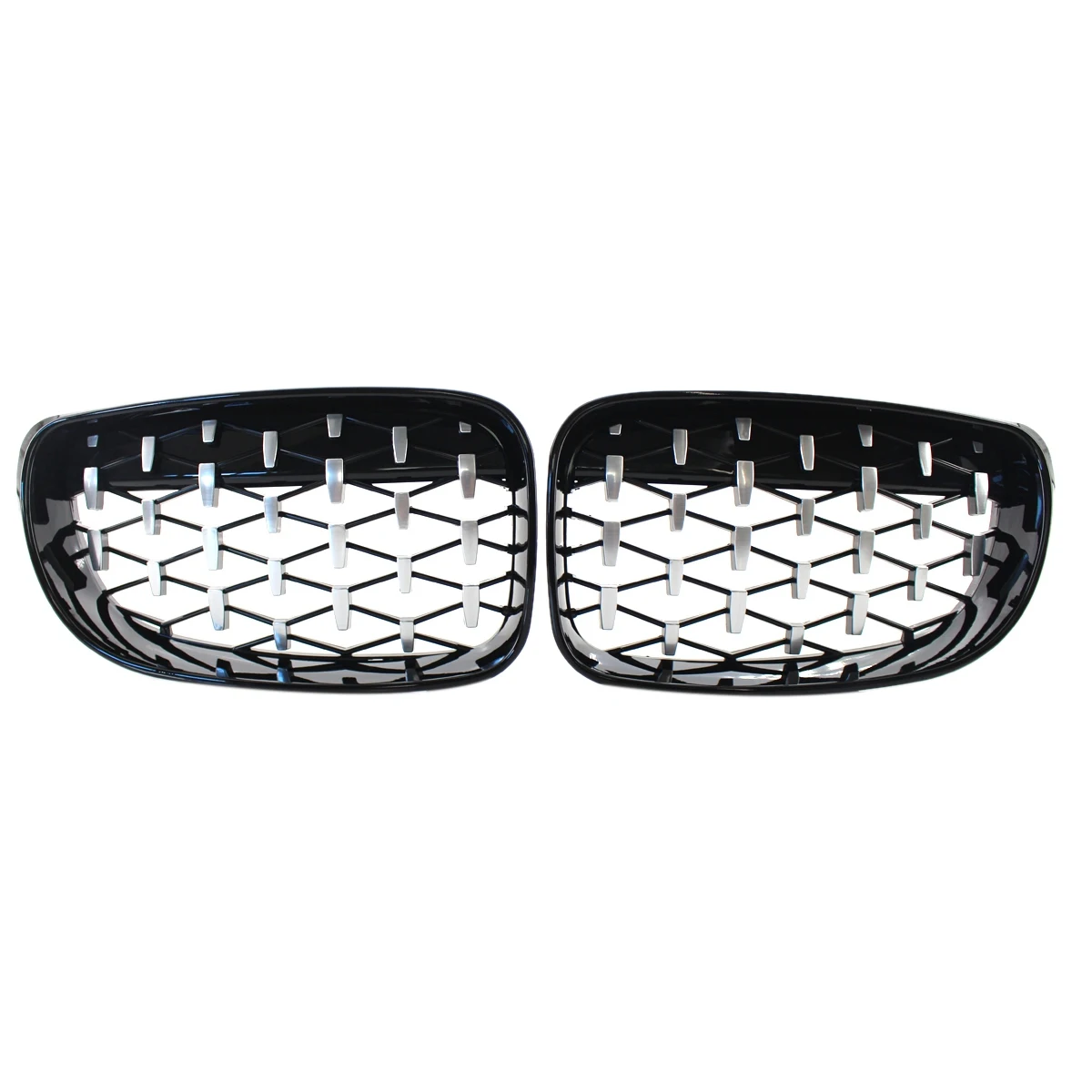 

Car Front Kidney Grill, Pair Front Hood Diamond Grille Grill For-BMW 1 Series E81 E82 E87 E88 LCI