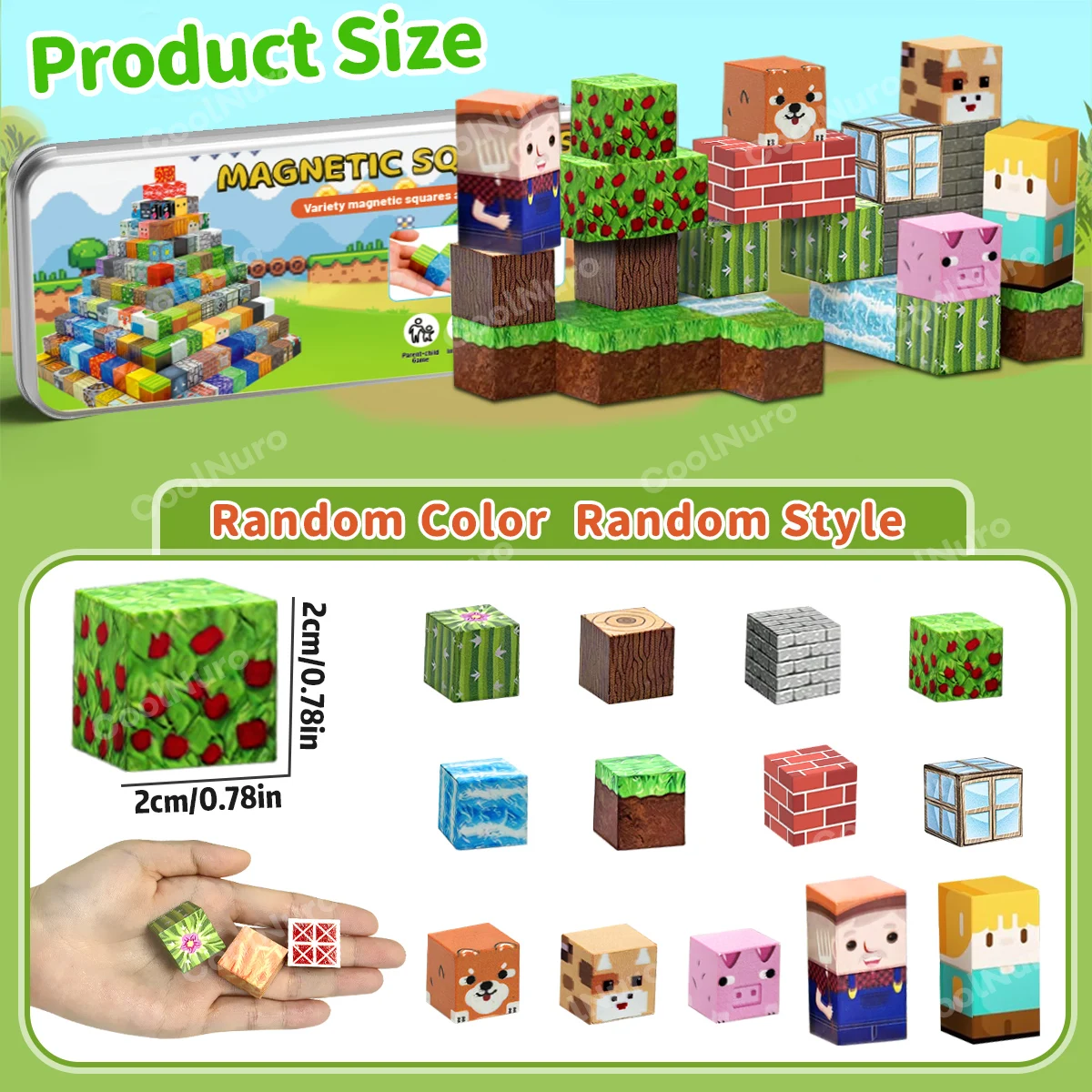 Magnetic Building Blocks Mine World Magnet Cubes Stacking Set for Boy Girl Kid Age 3+ DIY Model Children STEM Sensory Toys Gift