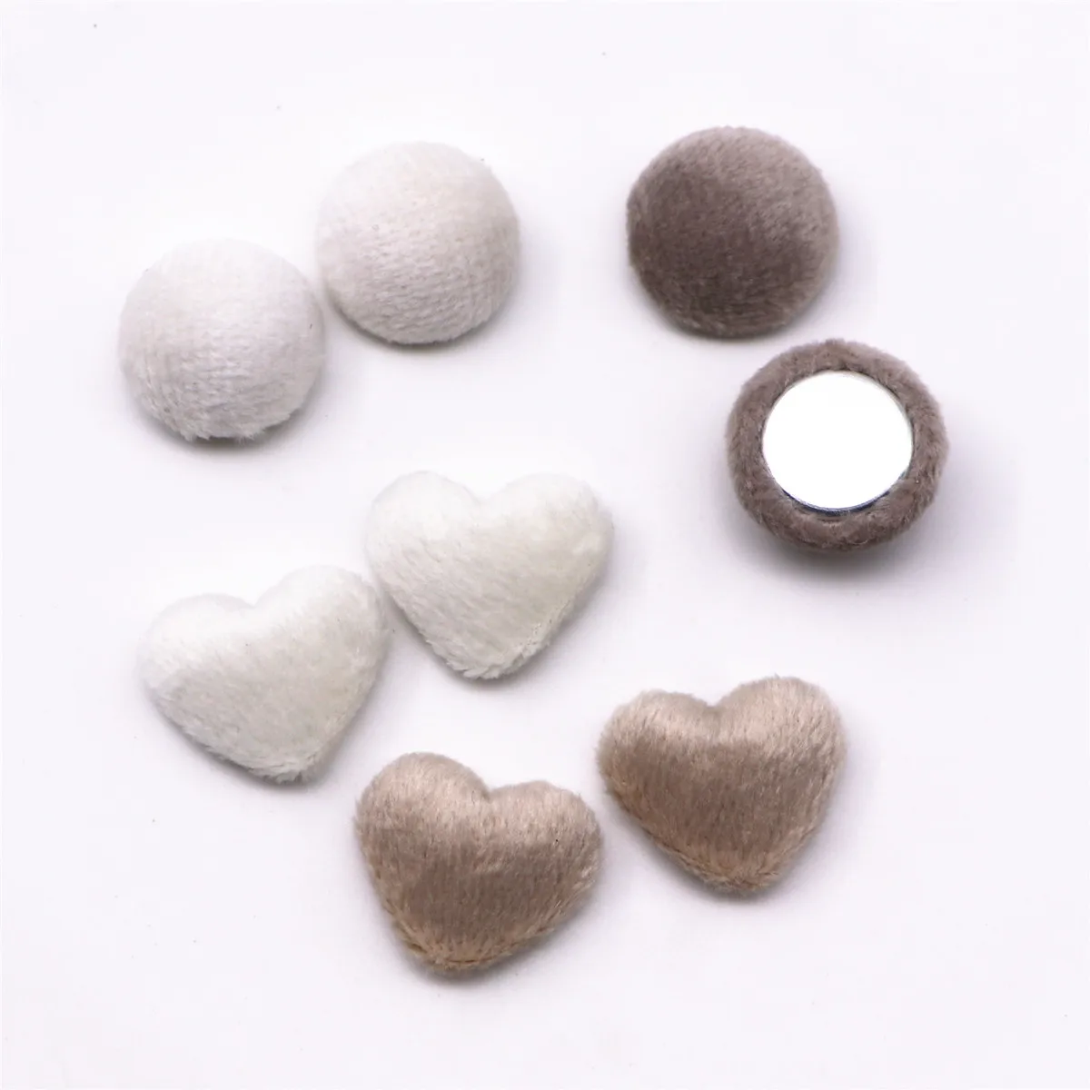 50pcs Cute Flannel Fabric Covered Heart Buttons Home Garden Flatback Cabochon Crafts Scrapbooking DIY,15*17mm