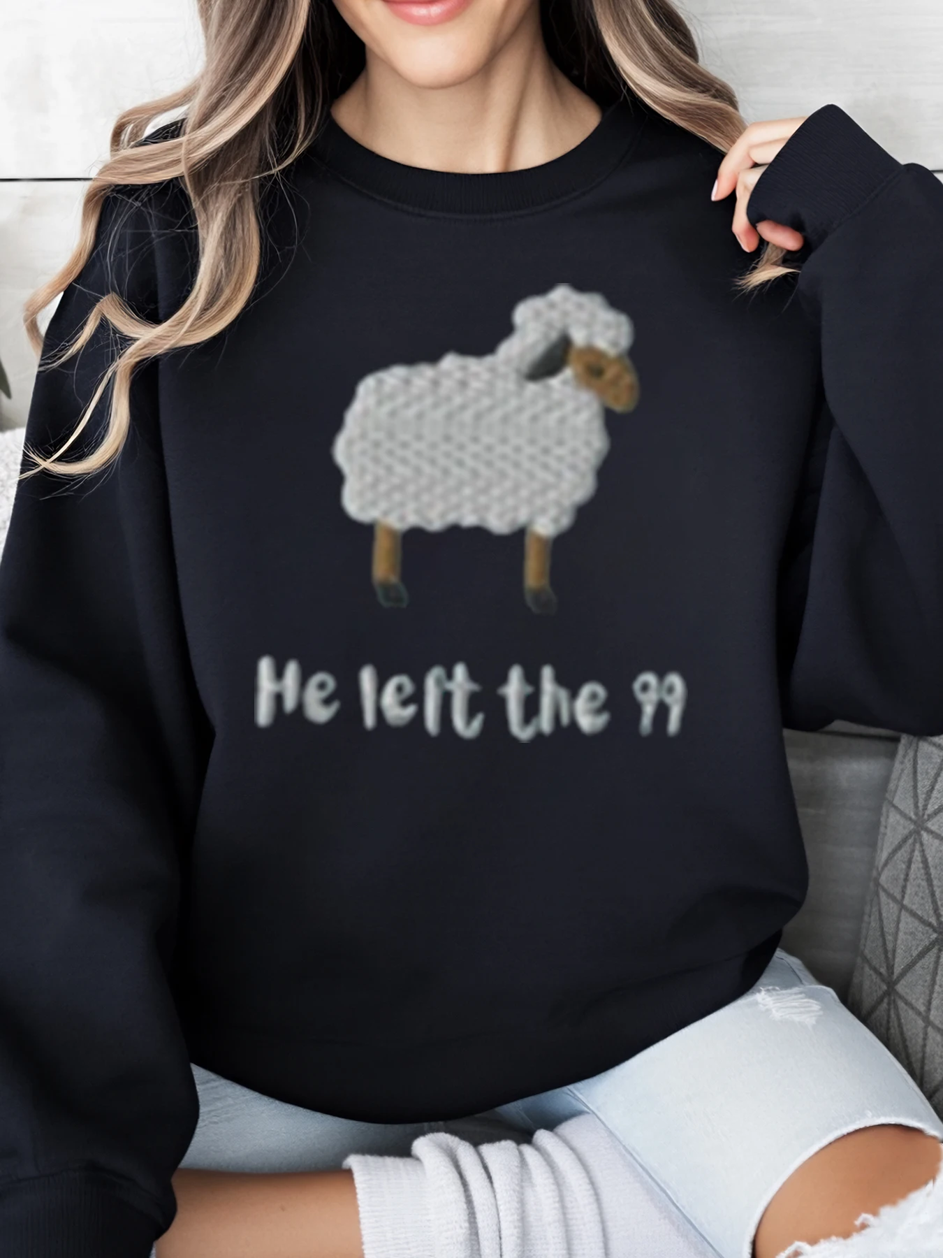 

Рождественский свитшот с принтом овцы, сентябрь 99, женская повседневная одежда больших размеров