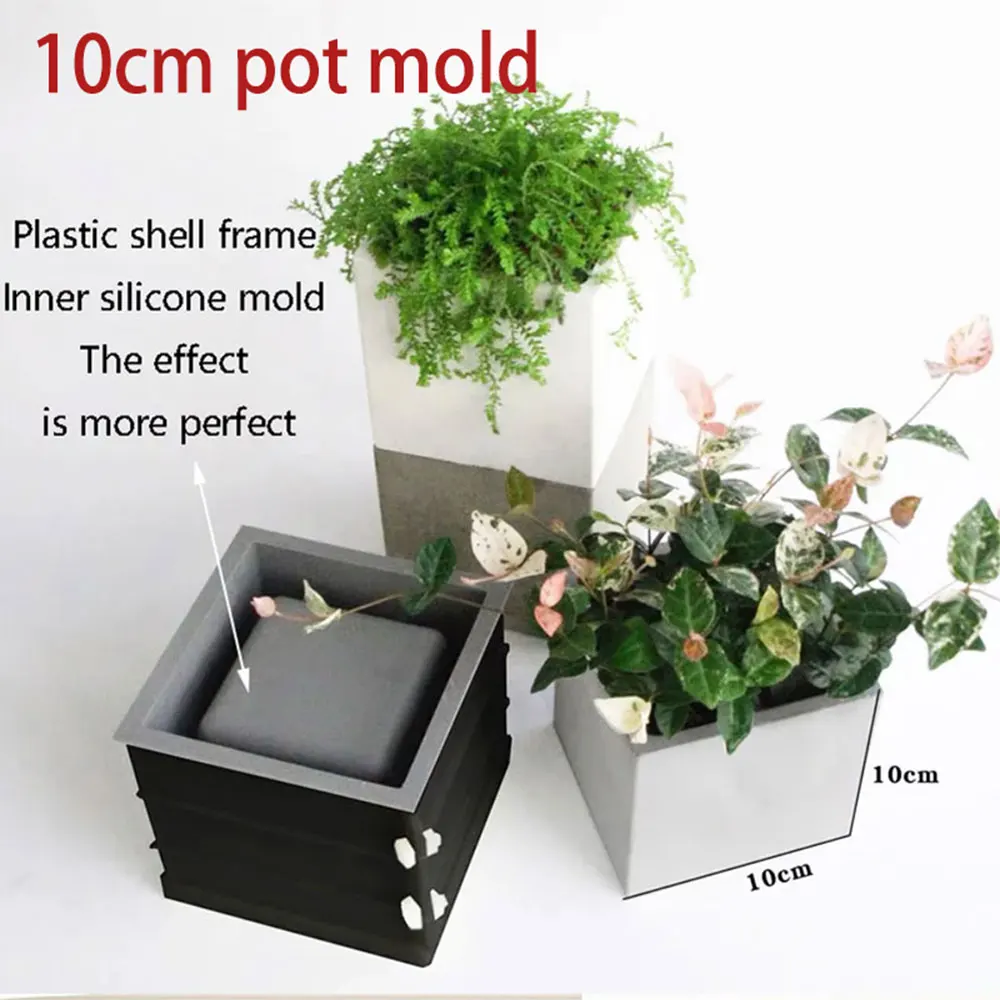 Cement Plant Pot Concrete Mold Outdoor Flower Pot DIY Silicone Mold Round Square Terrazzo Candle Vessel Pen Holder Mold