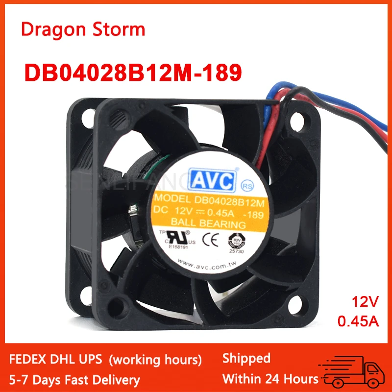 

Genuine New For AVC DB04028B12M-189 12V 0.45A 4028 40*40*28mm 40mm Three Wires Server Chassis Double Ball Fan