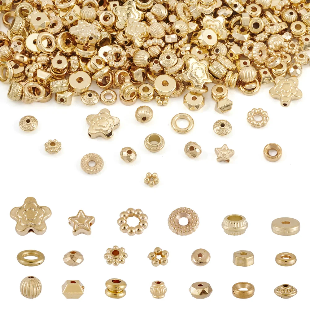 

400Pcs CCB Plastic Beads Mixed Shapes Golden Color for Making DIY Jewelry Necklace Bracelet Earring Jewelry Crafts Supplies