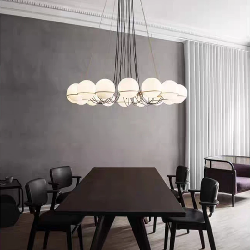 

2025 New Nordic Round Glass Globe Chandeliers, LED Light Fixture, Premium Feeling Bedroom Lighting, Hotel Villa Home Decoration
