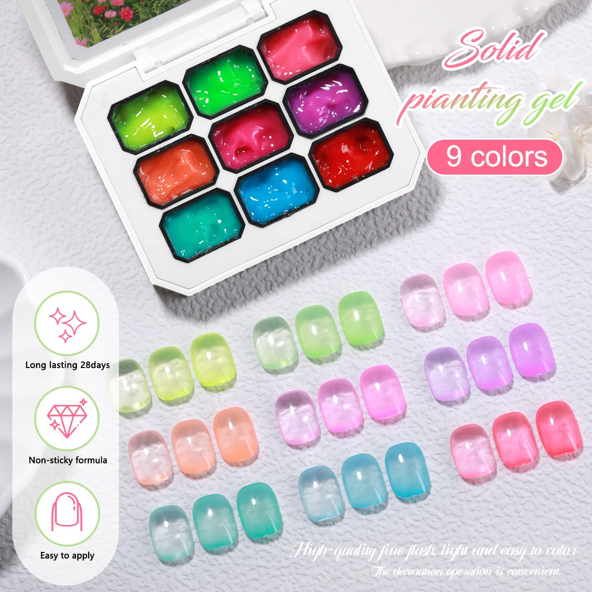 9 Kolorów Lakierów do Paznokci Nude Różowy Żelowy Lakier Soak Off UV LED Żel Półtrwały Zestaw do Zdobienia Paznokci Żelowy Lakier Błyszczyk do Paznokci Salon Fryzjerski
