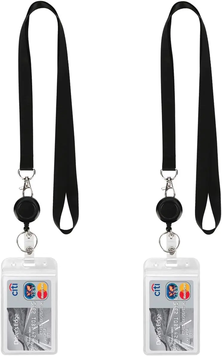 

Retractable Badge Reel with Clip and Vertical Holder, Waterproof, 2 Pack for ID Cards