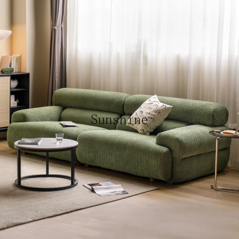 Living room retro straight row fabric sofa living room three-person module sofa