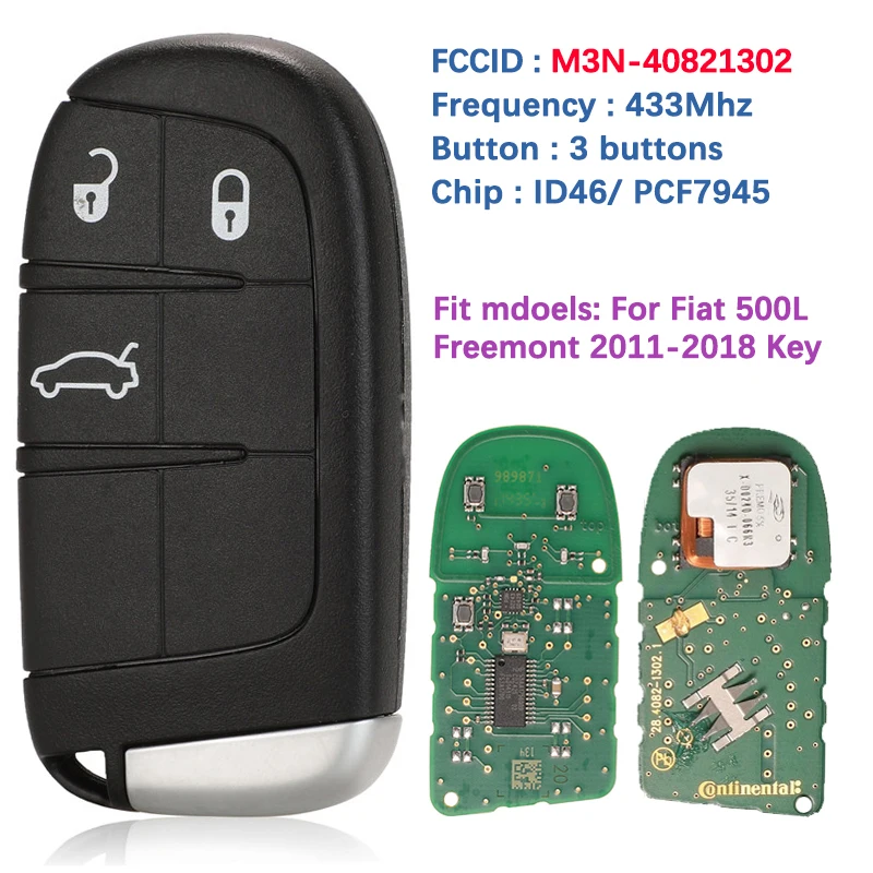 

CN017004 Original 3 Button Smart Key For Fiat Freemont 500L 2014-2018 Remote 433MHZ PCF7945 Chip FCCID M3N-40821302 735577273