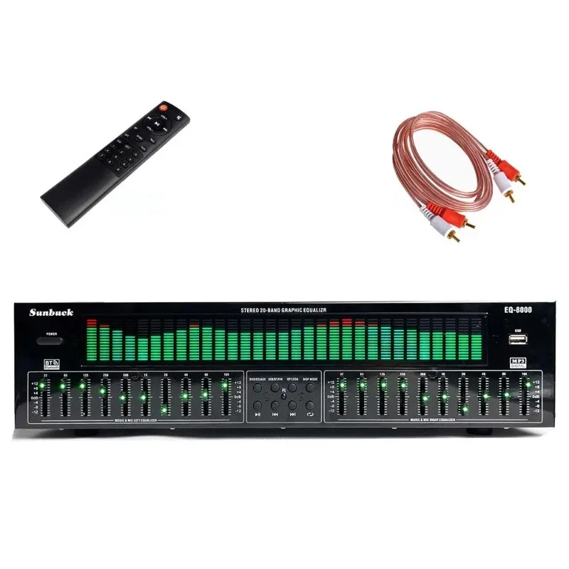 

Professional EQ8000 Audio Processor EQ Equalizer - Bluetooth 5.4, Optical/Coaxial Decoder, USB Hi-Fi Preamp with Remote Control