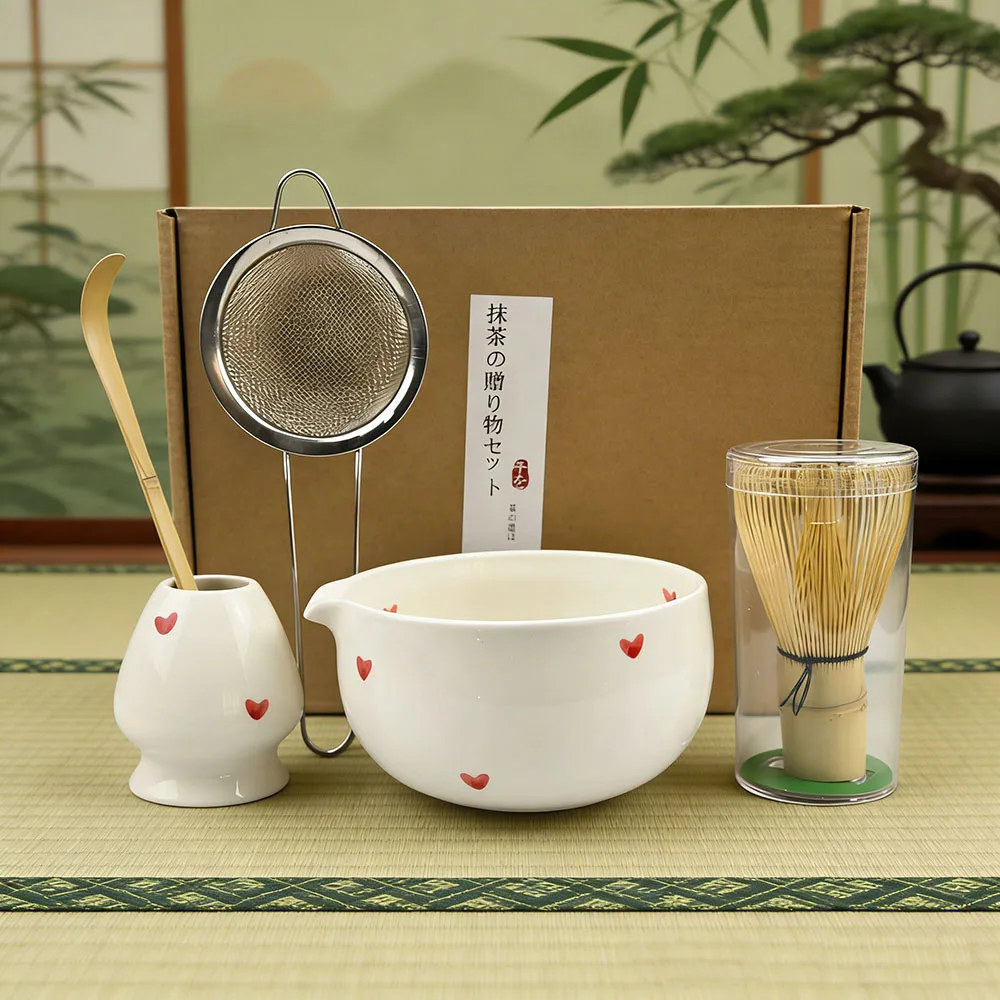 Tigela matcha estilo japonês 2/4/5/6 tamanhos, colher, batedor de chá, malha de peneira, presente perfeito para cerimônia, decoração tradicional