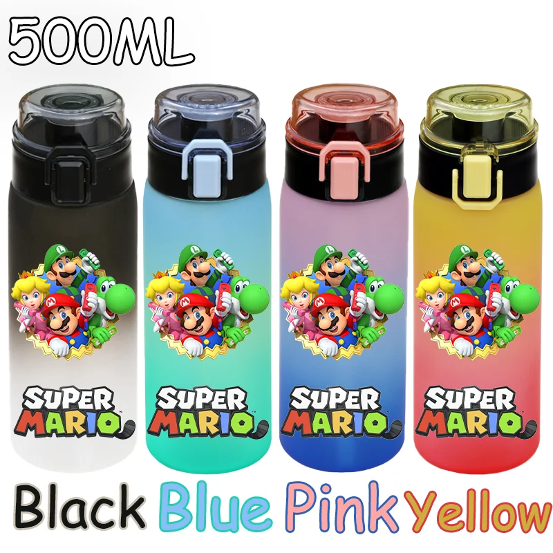 500 مللي سوبر ماريو بروس X لعبة أزرق وردي أصفر أسود متجمد كوب ماء ماريو لويجي الأميرة الخوخ كوب ماء للشرب