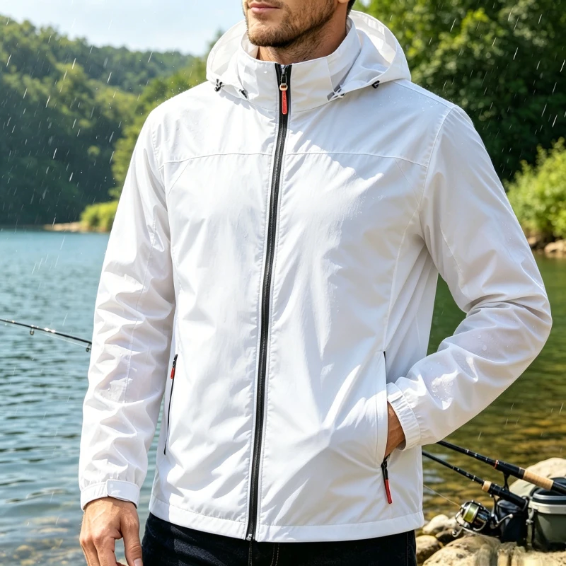 Outdoor Fishing Jackets Men Lightweight Cycling Hooded Gym Sports Running Skin Coats Summer Sun-Protective Jacket Men Clothing