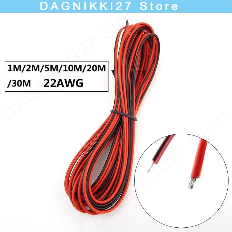 

2-контактный источник питания постоянного тока, удлинитель «сделай сам», кабель 22awg, красный электрический провод, изолированная линия из ПВХ для 5050 3528, светодиодная лента V27