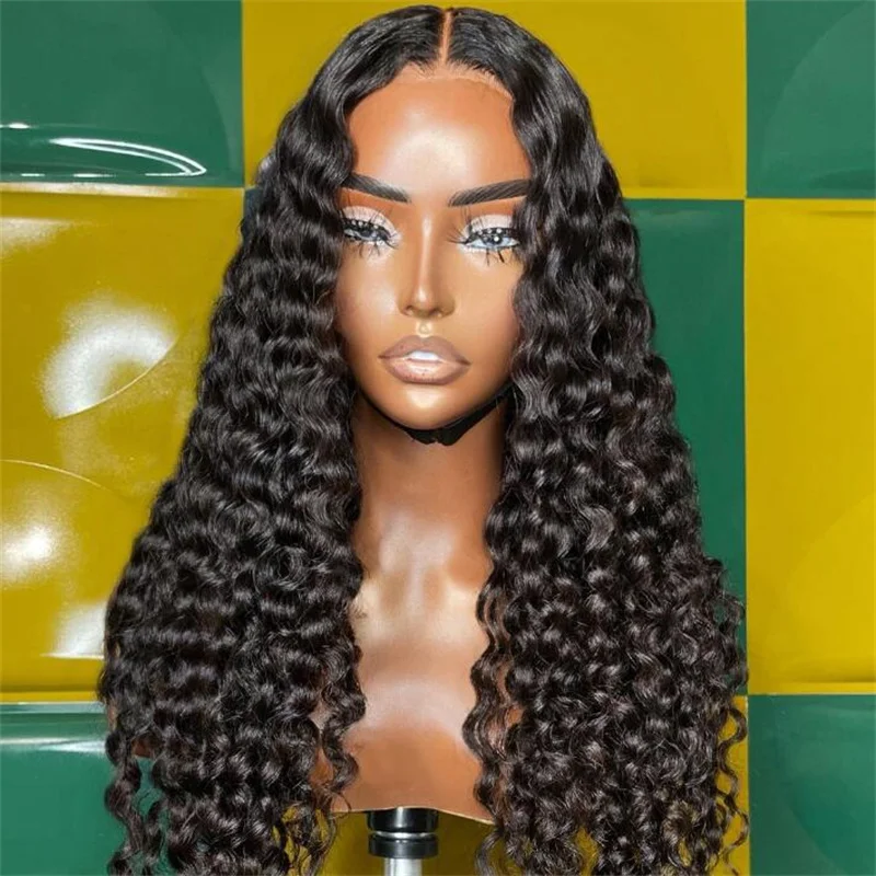 

Natural Black Soft 180% Density 26 Inches Long Kinky Curly Lace Front Wig For Women with Baby Hair Preplucked Daily Glueless