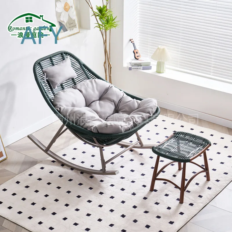 Wicker Chair for Balcony Relaxation with Backrest for Home Use Comfortable Single Creative Small Woven Lazy Lounge Chair for