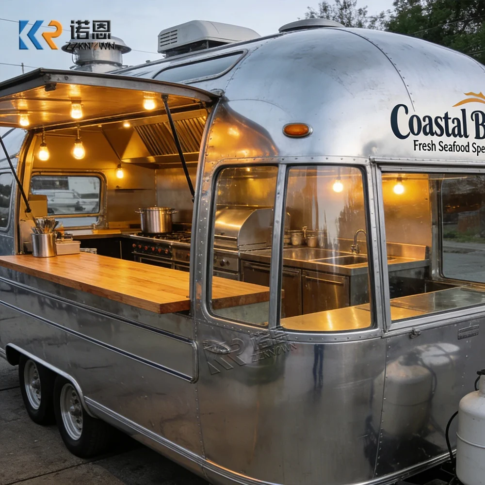 

4m Stainless Steel Kitchen Mobile Food Trailer Commercial Food Cart for Burgers Waffles & Desserts