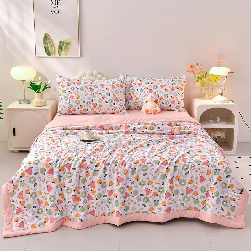 Cotton Printed Summer Cooling Comforter Air Conditioning Quilt Blanket Couple Bedspread on The Bed Duvets Bedding Thin Wadding