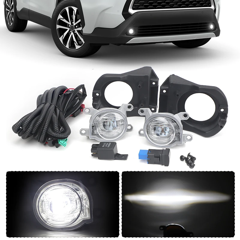 

Car Front Bumper LED Fog Light With Wire Harness For Toyota Corolla Cross 2020 2021 2022 2023 Driving Fog Lamp Running Light 12V