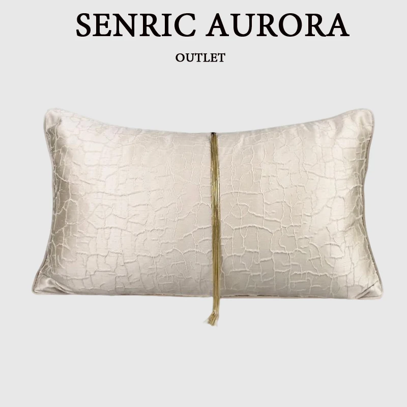 Luxury Cushion Cover Chinese Style Turtle Crack Beige Gold Chain Waist Pillow Case 30x50cm For Home Hotel Sofa Bed