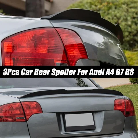 For Audi Accessories A4 B8.5 Sedan 2013-2016 Car Ducktail Rear Wing Spoiler Gloss Black Rubber Universal 121cm
