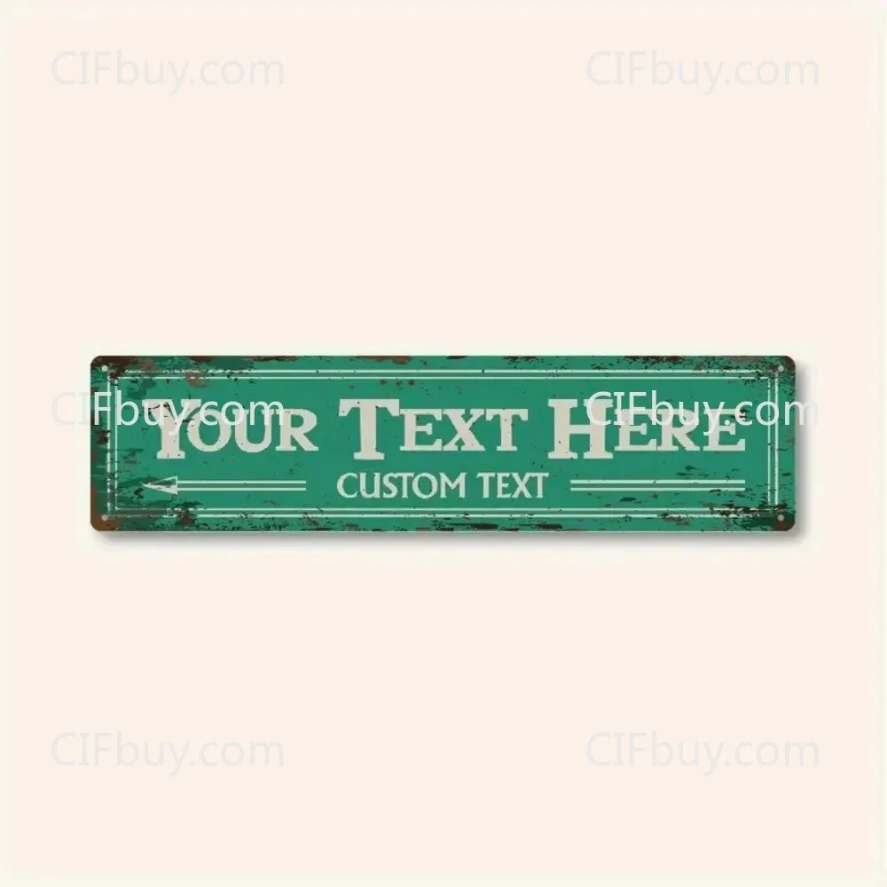 1pc 2D Flat Personalized Teal Vintage Left Arrow Metal Sign Wall Hanging Decor