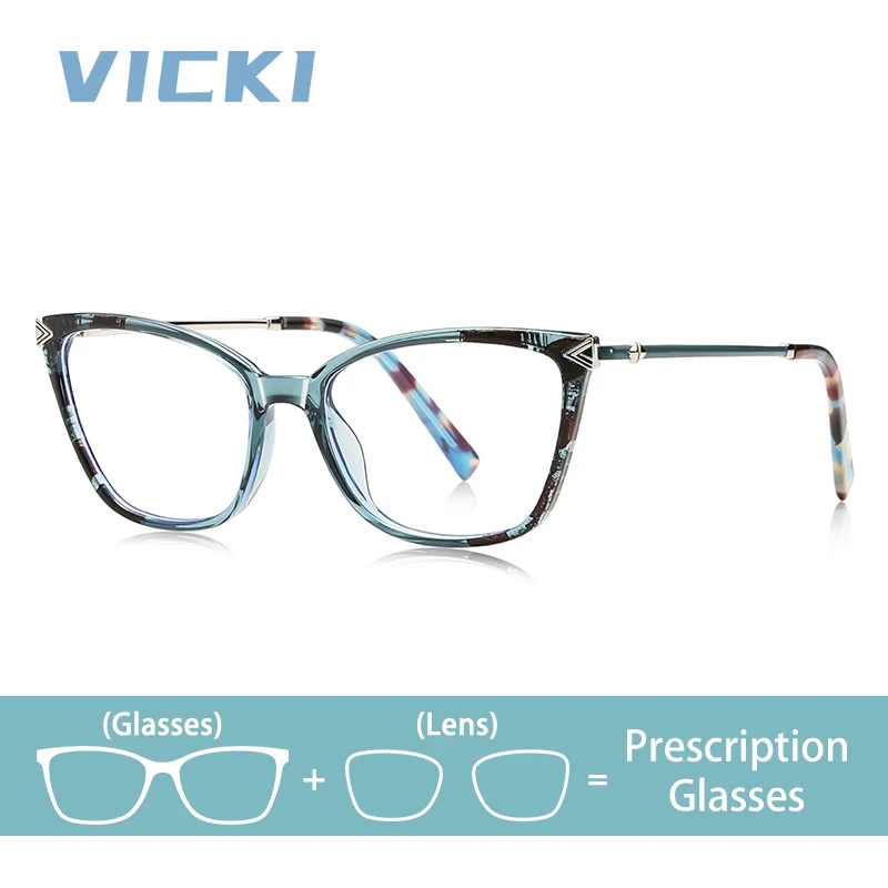 

VICKI Lady Cat Eye Сверхлегкие очки TR90 Trend 1,74 с защитой от синего света, персонализируемые фотохромные очки по рецепту LS234