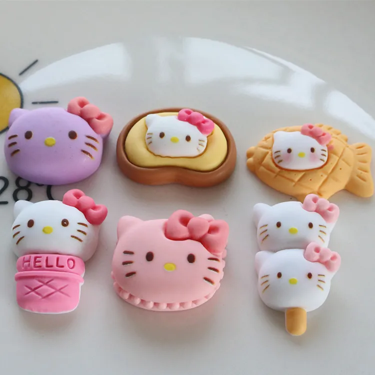 5 buah seri miniso lucu sanrio hello kitty kartun resin cabochons pipih diy bahan kerajinan perhiasan membuat pesona