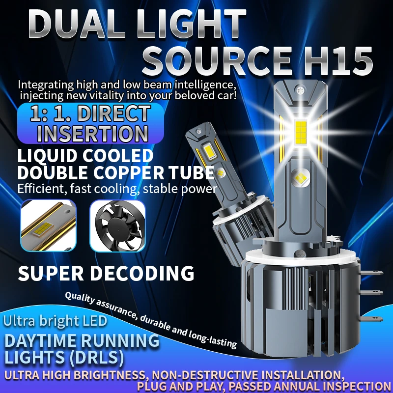 

2 шт. светодиодные фары H15 LED Canbus 6000K 95W DRL для Mazda/BMW/Mercedes GLK/A180/Audi Q7 A6 A3/Golf 6 7