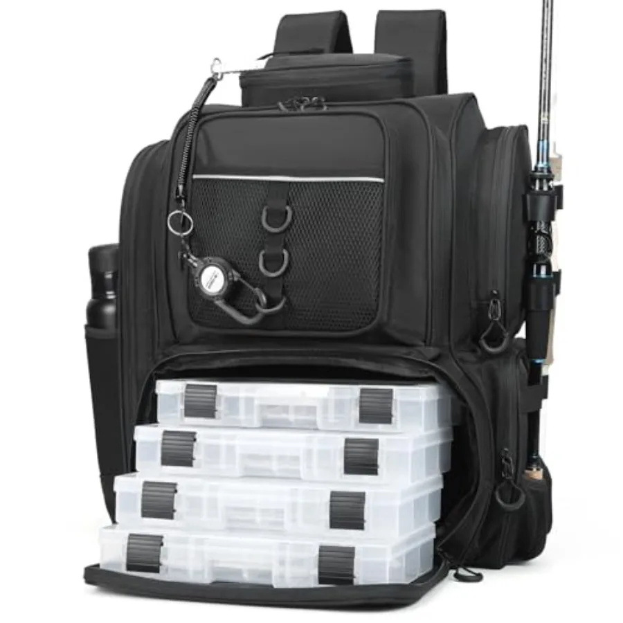 

Fishing BackpackTackle Bag with Tackle Boxes. Large Fishing Bag Strong Materials