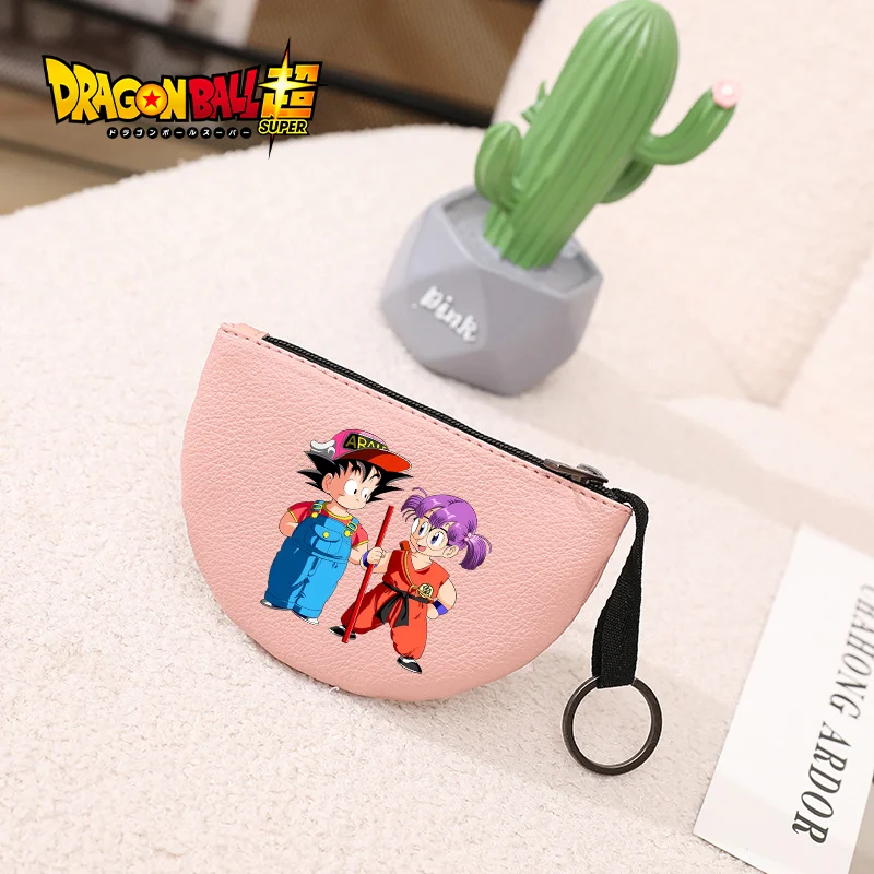 Dragon Ball Key Coin Bag Printed Anime Cartoons Half Circle PU Soft Leather Slim Lychee Pattern Money Pocket Cute Purse Kid Gift