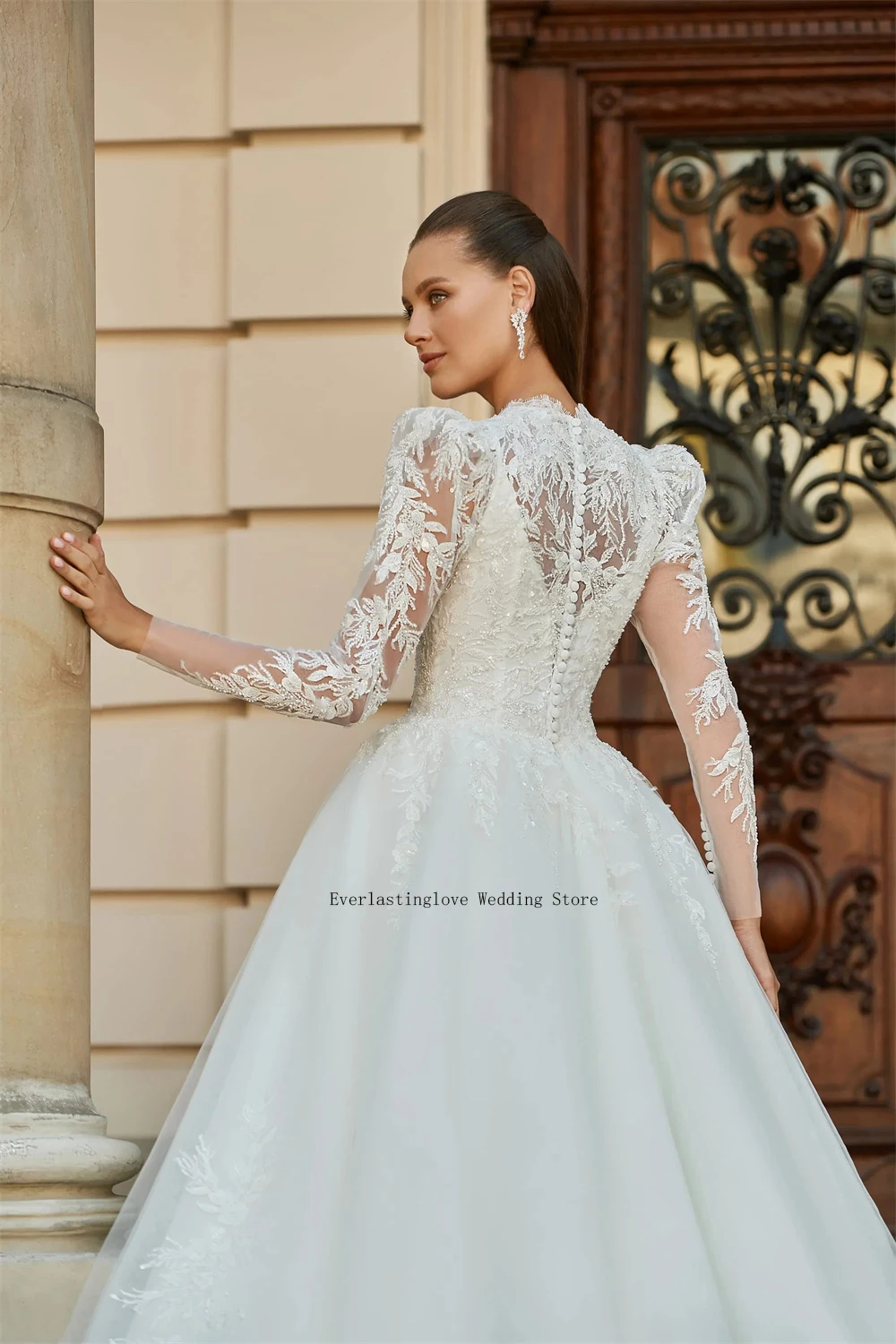 2024 New Design Long Sleeves V-neck Lace Applique Boho Beach A Line Wedding Dresses Custom Made  Vestido De Noival