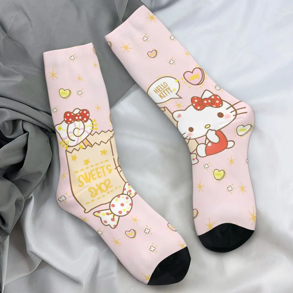 

Japanese Hello Kitty Kawaii Cartoon Cat Stockings Printed Elegant Socks Autumn Non Slip Socks Couple Comfortable Socks