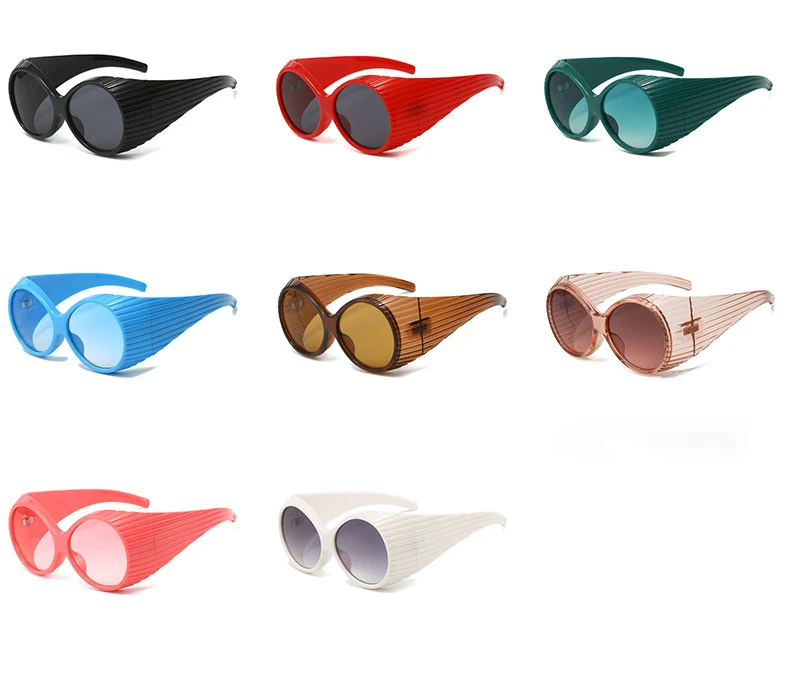 56971 übergroße ovale Brille Frauen Trend Schutz Sonnenbrille Farbverlauf Farbe Retro Sonnenschutz Spiegel Mode Streifen Farben uv400 – Detail 6
