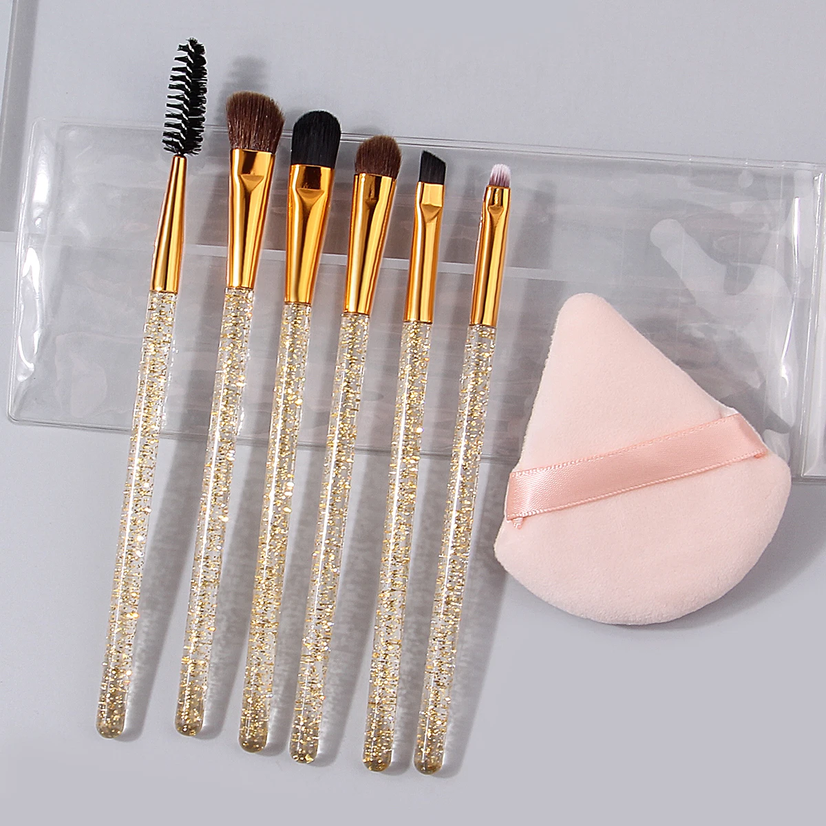 7pcs flash powder makeup brush eye details brush eye shadow brush eyelash brush wet dry sponge powder puff beauty tool