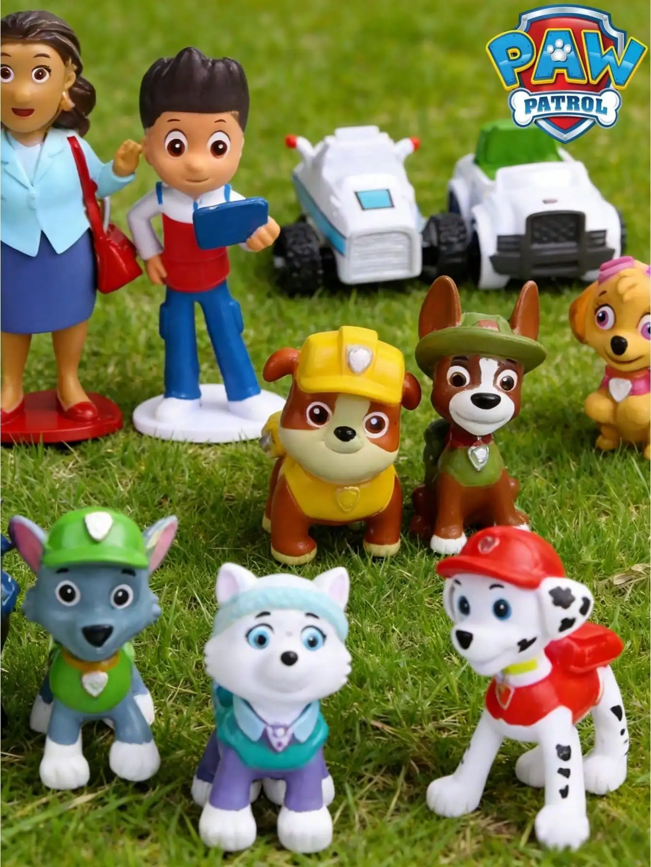 12/24/36pcs/set Onime Character Figure Set PVC Puppy Statues with Rescue Truck Models Desktop Display Decor Collection Gift
