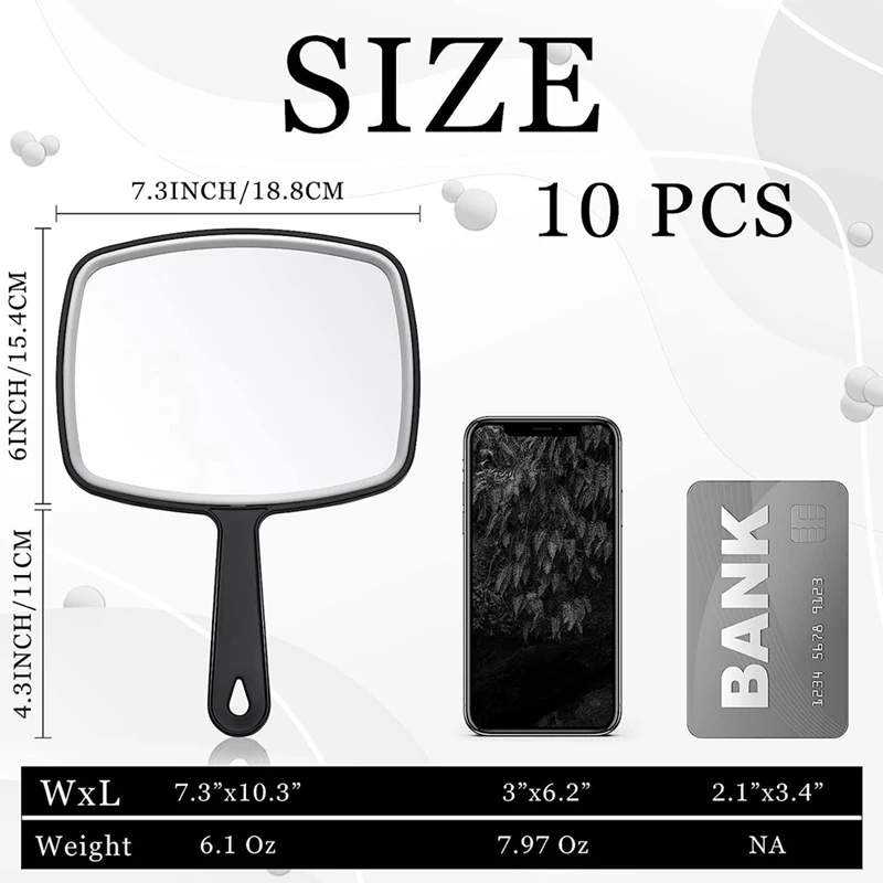 Портативное черное ручное зеркало, 10 шт., настенное зеркало с ручкой, мульти-парикмахерское зеркало для туалетного столика, салона макияжа, путешествий